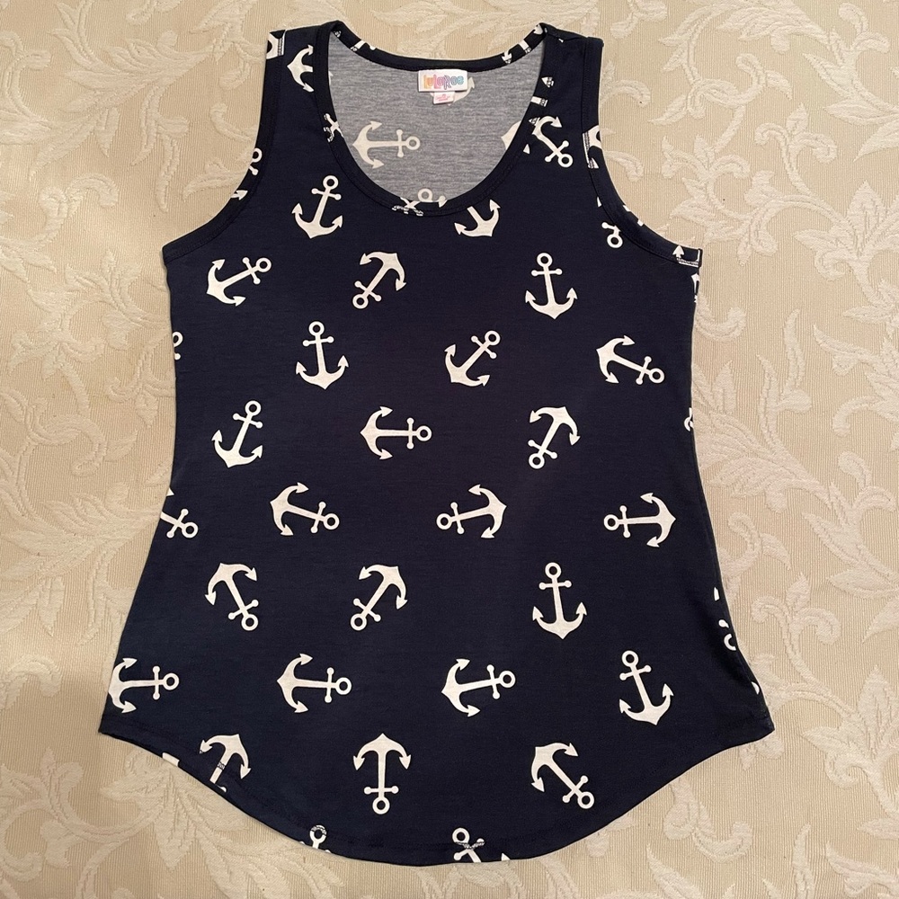 ⚓️ Lularoe Navy Nautical Tank Small ⚓️